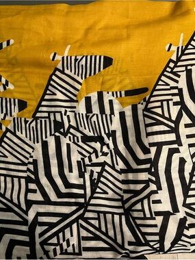 Yellow & Black Geometric Zebra Print Scarf